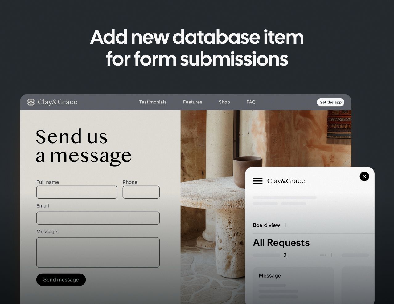 Add new database item for form submissions