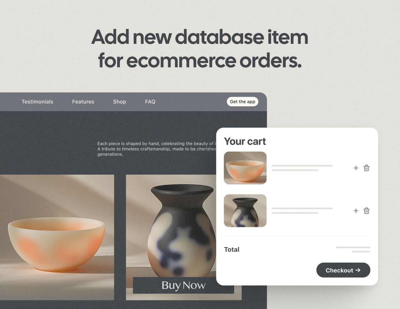 Add new database item for ecommerce orders