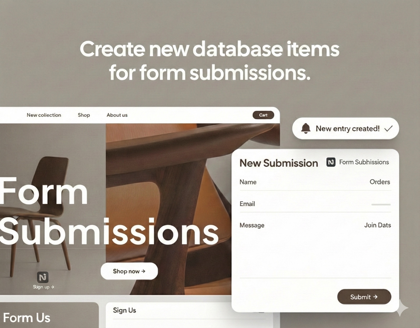 Create new database items for form submissions