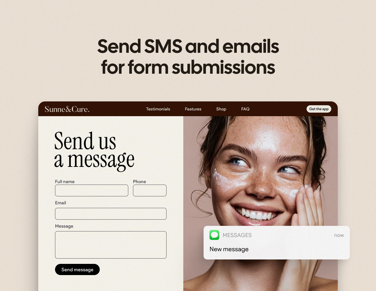 Send SMS forms submissions